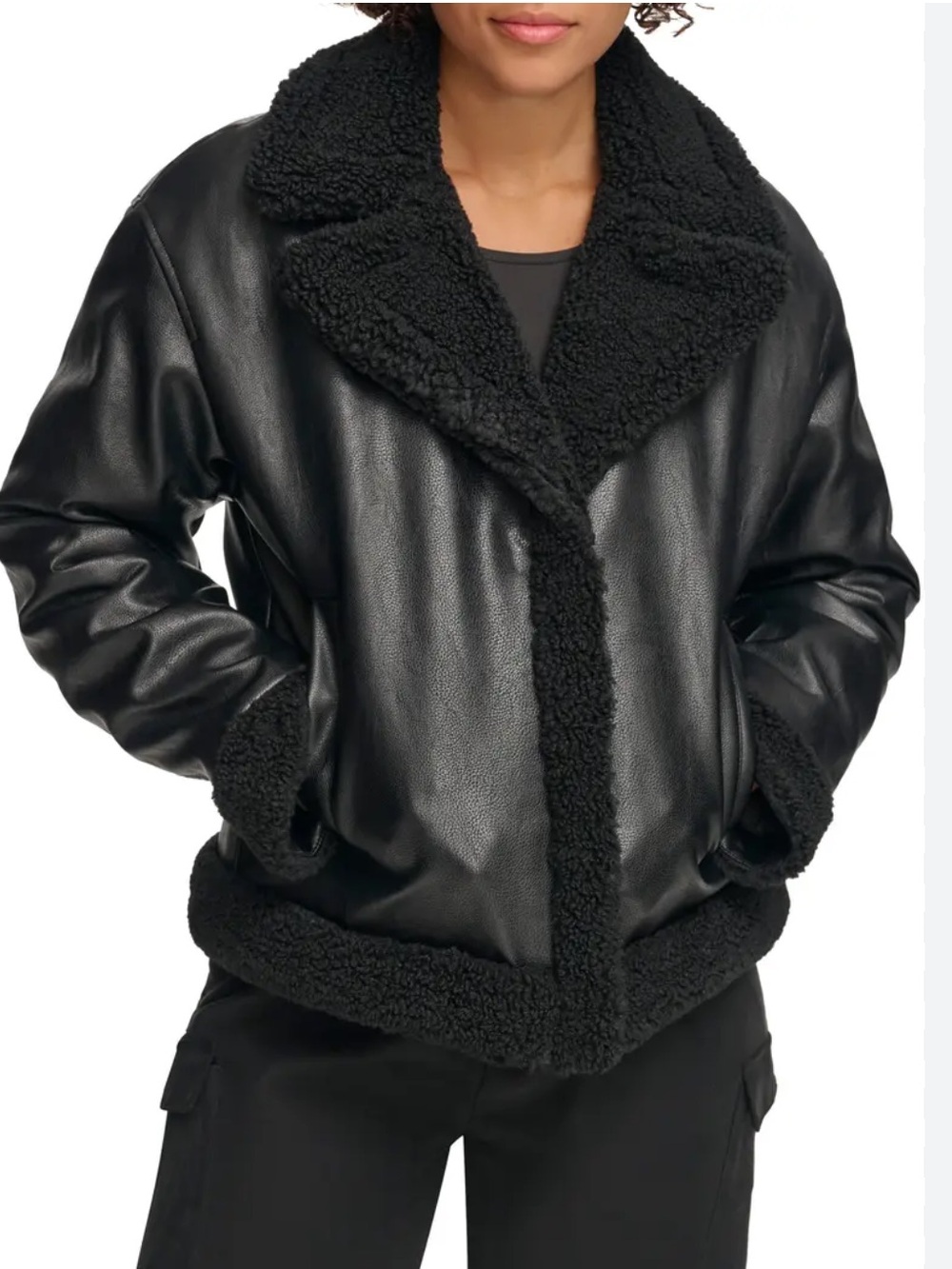 Levi’s Faux Leather Double Breasted Shearling Jacket